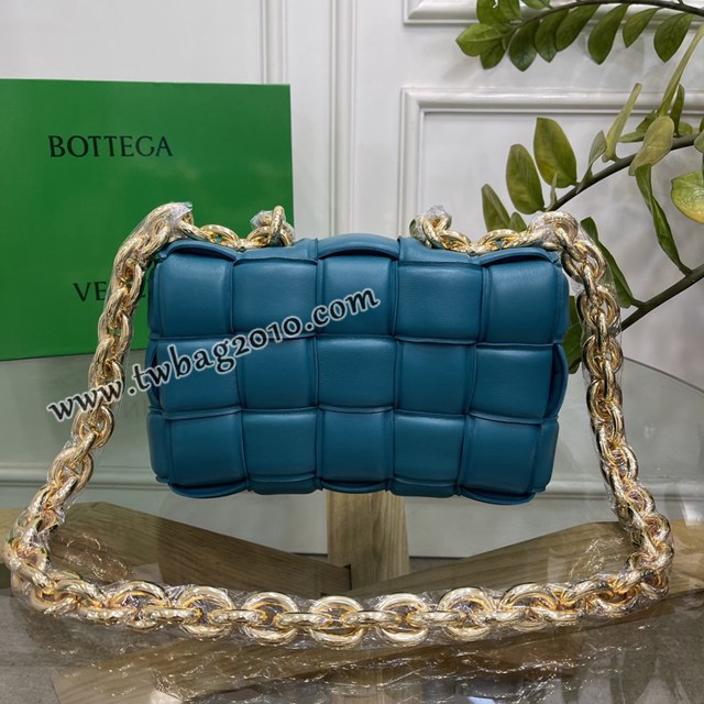 Bottega veneta高端女包 96008野鴨綠 寶緹嘉新款枕頭鏈條包 BV經典款單肩斜挎手提女包  gxz1231